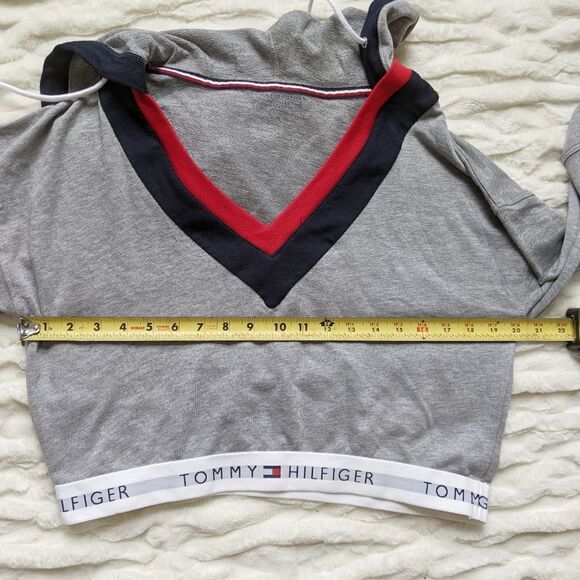 Tommy Hilfiger Cropped hoodie sweatshirt sz L - Picture 9 of 11